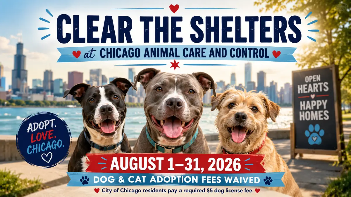 Clear The Shelters at Chicago Animal Care and Control August 1 through 31, 2026